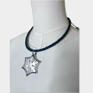 HONORA NWT Braided Necklace Sterling Silver Mother Of Pearl Snowflake Charm